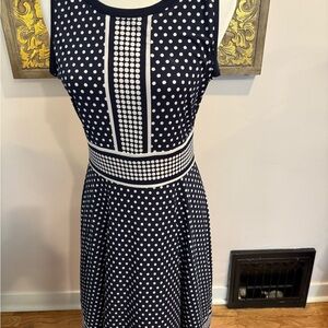 Michael Kors Navy and White Polka Dot Dress